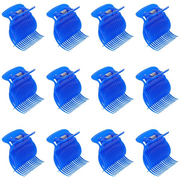 AUEAR, 12 Pack Hair Roller Clip Hot Roller Curler Claw Clips Plastic Hair Curlers Clips Replacement Hair Styling Tool Blue