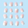 RUPOFUZA Acrylic Press on Nails Short Square Fake Nails White Ombre Glue on Nails Short False Nails with Gloss Designs Nails Press on Artificial Nails Stick on Nails for Women 24Pcs