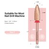 MelodySusie Long Flame Nail Drill Bits, 3/32'' Carbide Tungsten Bits, Suitable for Manicure Pedicure Cuticle Gel Polishing, Beginners Bits, Rose Gold, Series Bit-X, Fine