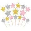 30 PCS Little Star Cupcake Toppers Silver Pink Gold Glitter Twinkle Star Cupcake Picks Bridal Shower Cake Decorations for Wedding Engagement Baby Shower Birthday Party Supplies