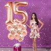 KatchOn, Rose Gold 15 Balloons Number - Big, 40 Inch | 15 Birthday Balloons with Confetti for Happy 15th Birthday Decorations for Girls | Quinceanera Decorations | 15 Birthday Decorations for Girls