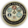 Military Masons Defenders of Freedom Round Masonic Auto Emblem - [Blue & Gold][3'' Diameter]