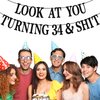 Black Glitter Look at You Turning 34 & Shit Banner, Happy 34th Birthday/Level 34 Unlocked/Cheers to 34 Years, Funny 34th Birthday Party Decorations Supplies