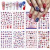 8 Sheets 4th of July Nail Art Stickers 3D Patriotic Nail Decals USA Flag Independence Day Nail Stickers for Nail Art Decorations Self-Adhesive American Flag Nail Art Design Supplies for Women Girls