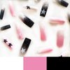 BABALAL Square Press on Nails Long Fake Nails Black Pink Glue on Nails Y2K Star Glitter Acrylic Nails 24pcs Shiny Squoval Stick on Nails for Women and Girls