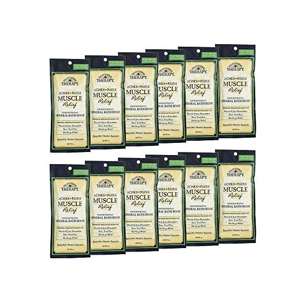 Village Naturals Therapy Muscle Concentrated Mineral Bath Soak, Eucalyptus Mint Scent, 2 Oz, Pack of 12