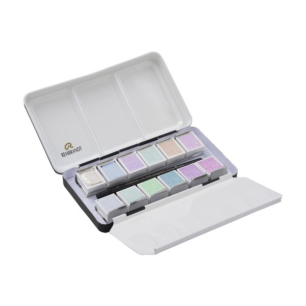 Rembrandt Talens T0583-8691 Solid Watercolor Half Pan, Special Effect, 12 Color Set