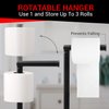 Toilet Paper Holder Stand, Modern Bamboo Base Free Standing Toilet Paper Holder with Storage, Sturdy Black Metal Stand with Weighted Base, Sleek and Decorative Freestanding Bathroom Toilet Roll Holder