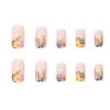Square Press on Nails Short Cute Flower Design Short Fake Nail Pressure Nail Acrylic False Nails With Rainbow Flower Designs Artificial Nails Press One Reusable Glue on Nails for Women Nail Art 24pcs