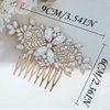 Wedding Bride Hair Comb Crystal Rhinestone Headpiece Pearl Bridal Hairpieces Sparkly Flower Bridesmaid Hair Combs Side Combs Hair Accessories for Women (Gold)
