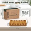 SAMEBUTECO Set of 2 Teak Wood Soap Dishes with Sloped Drain | Bar Soap Holder for Shower, Bathroom Sink, Kitchen | Natural Wooden Soap Saver Tray with Quick-Dry Grooves