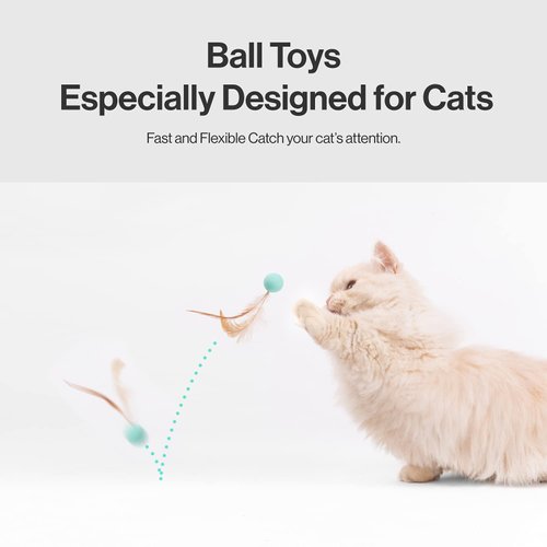 YANCAIYUNL 3 Pcs Cat Toy Balls Bite Resistant Cat Toys Bouncy Balls with Feathers High Rebound Pet Interactive Kitten Toys for Cats Indoor and Outdoor Play Interaction