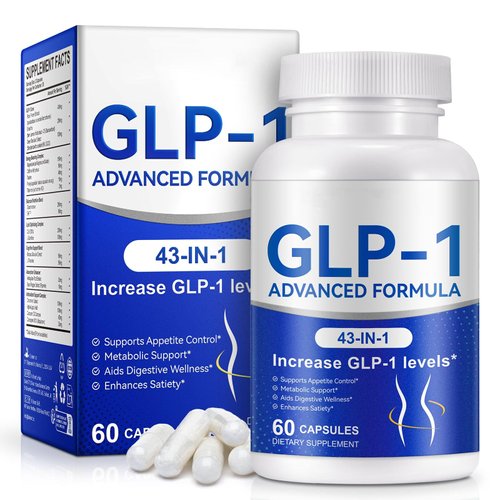 GLP-1 Supplement for Women & Men, Natural GLP-1 Support, 43 in 1 with Akkermansia Probiotic, Berberine, Inulin,Turmeric, HMB, GLP1 for GLP 1 Levels, Metabolism, Digestive & Gut Health - 60 Count