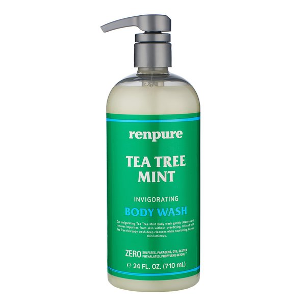 Renpure Original Tea Tree Essential Oil & Peppermint Moisturizing Body Wash With Pump – for Dry Sensitive Skin & Decongest Pores – Sulfate Free Body Wash & Liquid Hand Soap For Men & Women