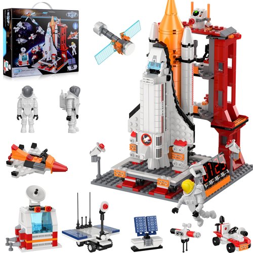 Space Exploration Shuttle Toys for 6 7 8 9 10 11 12 Year Old Kids, 11-in-1 STEM Aerospace Rocket Building Kit for 6-12 Year Old Boys Girls, Best Gifts for Christmas Birthday - 855pcs