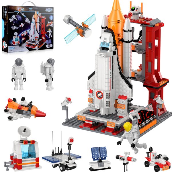 Space Exploration Shuttle Toys for 6 7 8 9 10 11 12 Year Old Kids, 11-in-1 STEM Aerospace Rocket Building Kit for 6-12 Year Old Boys Girls, Best Gifts for Christmas Birthday - 855pcs
