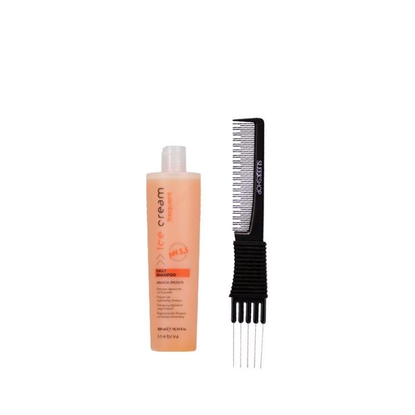 kuss Ice Cream Frequent Daily Shampoo (10.14 oz) with Teasing Comb (Pack of 1)