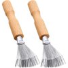 2 Pcs Handle with Groove Hair Brush Cleaner Tool Cleaning Comb Brushes for Hairbrush Easy Clean Solution with Metal Rake Wooden Handle for Home and Salon Use Styling Tools