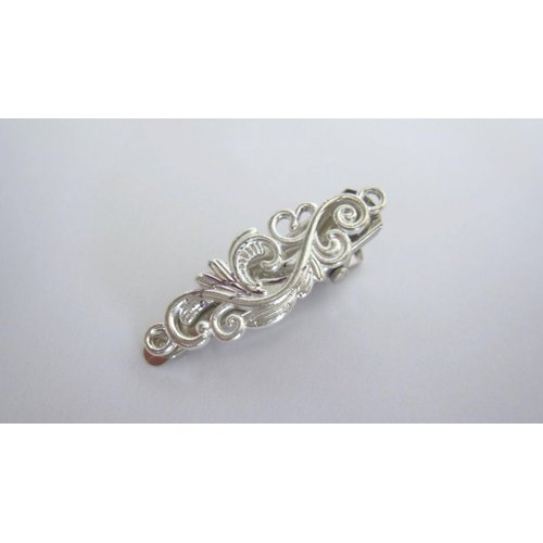 Small tiny lite silver metal filigree hair pin alligator clip barrette for fine (Clip quantity: 2 clips, Pattern: Barrette)