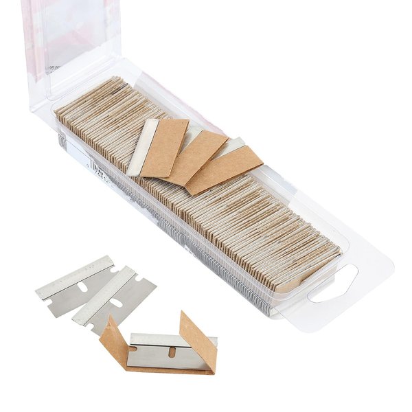OEMTOOLS 25181 Razor Blades, 100 Pack, Steel Safety Box Cutter Replacement Blades, Removes Paint and Decals, Cuts Boxes and Cords, Fits Most Utility Knives