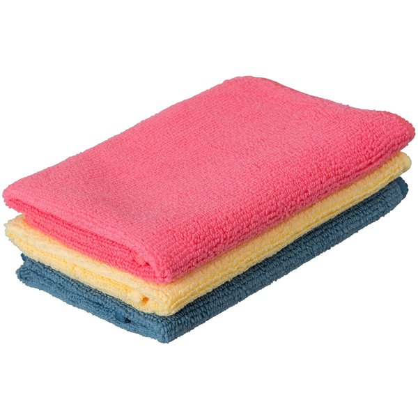Superio Microfiber Cleaning Cloth for Cars, Kitchen Cleaning Rags for Housekeeping, 12" Micro Fiber Towels for House, Bathroom Color Coded All-Purpose Streak-Free lint-Free Wash Cloths (3 Multi)