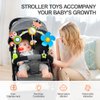 Koty Baby Stroller Arch Toy with Teether, Rattle, Crinkle Sound, Mirror & Music Box, Newborns Sensory Activity Carrier Take-Along Toy, Adjustable for Bouncers, Car Seat & Pram 0M+(Deer)