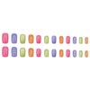 Short Square Press On Nails Multicolour Gel Fake Nails, Colorful Glue Stick On Nail Tip with Jelly Glue, Reusable Natural Fit Gel Glossy Acrylic Manicure False Nails Kit 24Pcs