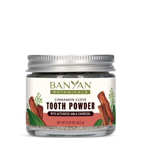 Banyan Botanicals Cinnamon Clove Tooth Powder – Ayurvedic Fluoride-Free Toothpaste Alternative with Miswak & Activated Charcoal from Amla – 0.75oz, 80+ Uses – Non GMO Sustainably Sourced Vegan