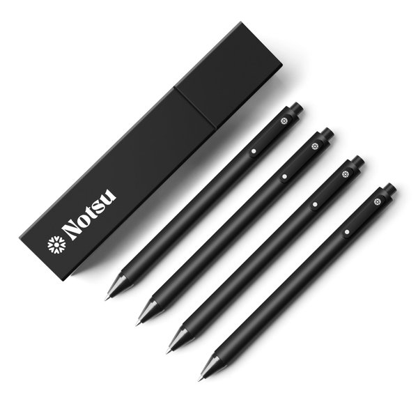 Notsu Premium White Gel Pen Set - 4 Fine Point Pens in Reusable Travel Case - Perfect for Black Paper, Journals, and Dark Surfaces