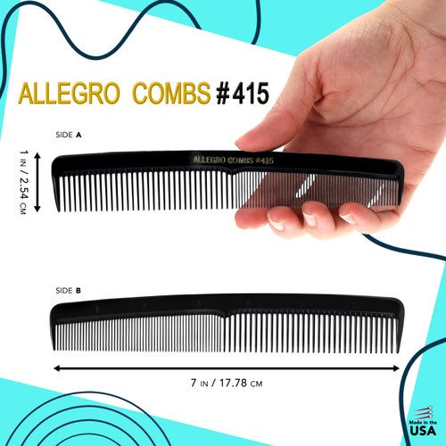 Allegro Combs 415 Hair Comb Mens Comb Beard Comb Hair Combs For Women Mustache Comb 12 Units.