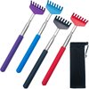 4Pcs Portable Extendable Back Scratcher,Telescoping Back Scratcher for Women,Metal Stainless Massager Backscratchers for Men with Rubber Handle,Scratcher Black Bag Useful Gifts,Red Blue Purple Black