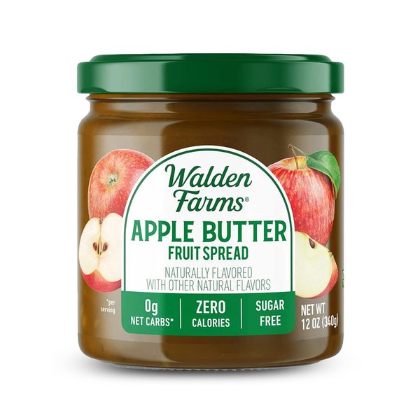 Walden Farms Apple Butter Fruit Spread 12 oz Jar - Natural Flavored Sugar-Free Jam, Delicious Breakfast, Snack, 0g Net Carbs, Kosher Certified - Great for Toast, Muffins, Pancakes, Bagels and More