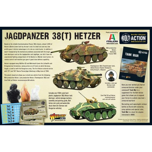 Bolt Action Jagdpanzer 38(t) Hetzer Tank 1:56 WWII Military Wargaming Plastic Model Kit