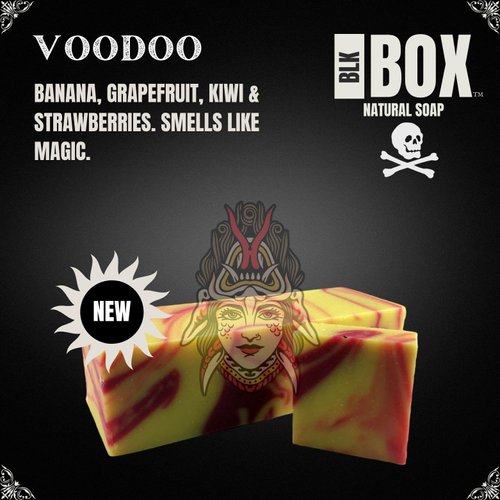Black Box Soap USA MADE 5oz Men's Natural Bar Soap Made from Moisturizing Natural Oils - Handmade Cold Process Soap No Harsh Chemicals, Grapefruit Strawberry Banana Scent (VOODOO)