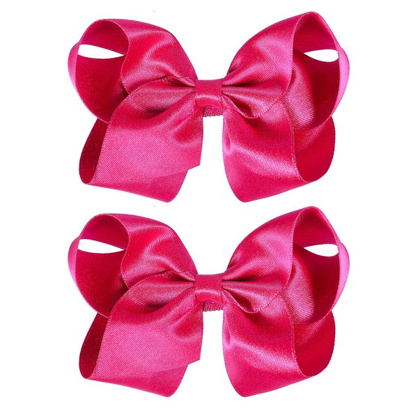 Hot Pink Ribbon Hair Bow Barrettes Clips 4inch Sparkly Glitter Ribbon Bow-knot Alligator Pins Toddler Teen Girls Kids Birthday Party Dress Decor Accessory Valentines Gift