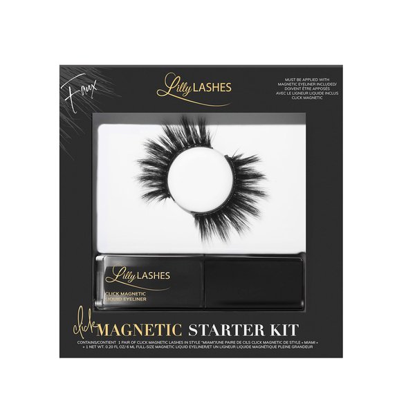 Lilly Lashes Click Magnetic Starter Kit - Magnetic Eyelashes and Eyelash Glue - False Eyelashes with Magnetic Liquid Eyeliner - Natural, Self Adhesive Eyelashes for Wispy Lashes - Lash Extension Kit