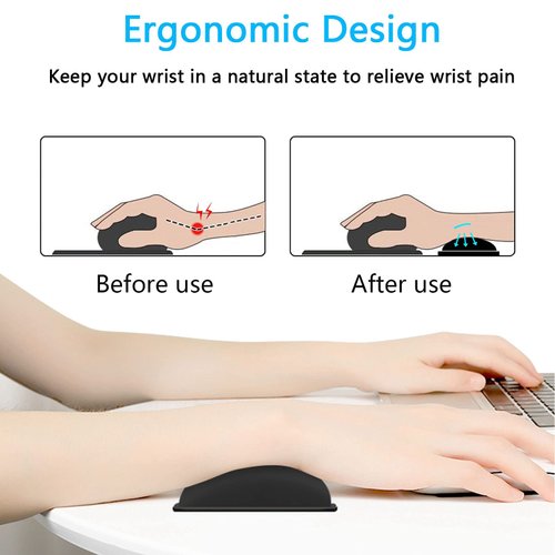 DAPESUOM Mouse Wrist Rest, Ergonomic Memory Foam Mouse Wrist Support, Leather Hand Rest Pad Cushion for Gaming, Office, Computer, Laptop, Wireless Mouse, Men, Women, Pain Relief & Easy Typing,Black