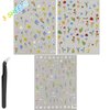 Flower Nail Art Stickers Decals 5D Embossed Engraved Nail Decals Spring Summer Nail Supplies Accessories with Nail Tweezer 3D Self-Adhesive Nail Decoration for Women Nail DIY Design(3 Sheets)
