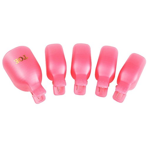 yueton Pack of 10 Reusable Toenail Nail Art Soak Off Cap Clip Remover Tool (Pink)