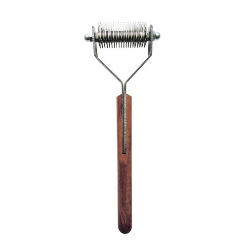 Mars Coat King Dematting Undercoat Grooming Rake Stripper Tool for Dogs and Cats, Stainless Steel with Wooden Handle for Thick Coats, 20-Blade Stripper for Groomers, Pet Owners