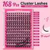 PRO Lash Clusters,168 Pcs eyelash clusters 8-18 mixed cluster eyelash extensions lash extension Super Thin Band and Reusable Soft & Comfortable (Volume,D-8-18Mix)