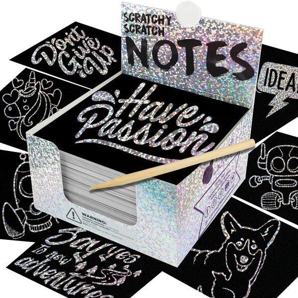 PURPLE LADYBUG Silver Holographic Scratch Art Mini Notes - Great Easter Gifts for Kids and Easter Basket Stuffers for Teens & Adult Women - Teen Girl Gift Ideas, Young Adult & Teen Girls Trendy Stuff