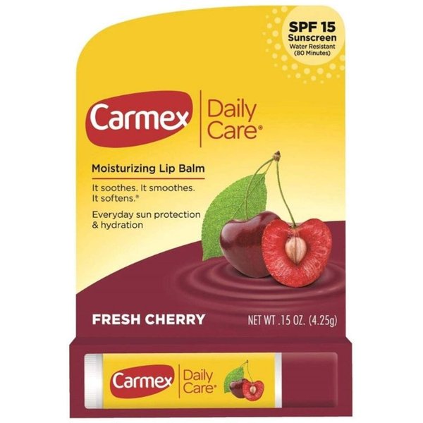 Carmex Lip Balm Stick - Cherry Flavor -SPF 15 - Pack of 2