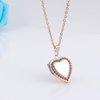 YOUFENG Love Heart Locket Necklace Holds Pictures Paved Blue Red White CZ Rose Gold Charm Living Memory Lockets (Rose gold Locket)
