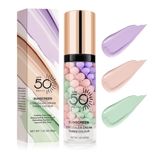 KYDA Color Correcting Facial Serum, SPF 50 PA+++, Moisturizing Makeup Primer, One Step Brightening Primer to Even Skin Tone, Oil Control Skin Corrector, Sheer Finish, Refreshing, Purple Pink Green