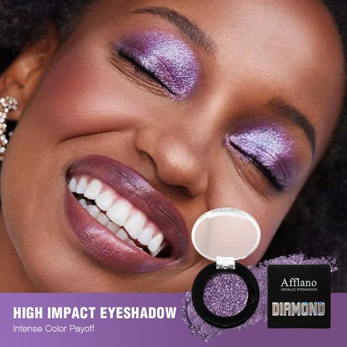 Purple Glitter Eyeshadow, Bright Lavender Dark Diamond Eyeshadow Smokey Look, Longwear Flashy Purple Violet Eye Glitters, Rich Pigment Sparkly Shimmer Finish Eye Makeup,Blendable Talc Free(7H Magic)