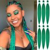 Dark Green Pre stretched Braiding Hair, 26 Inches Kanekalon Box Braids Hair Extensions, 6 Packs Yaki Texture Braiding Hair Pre stretched