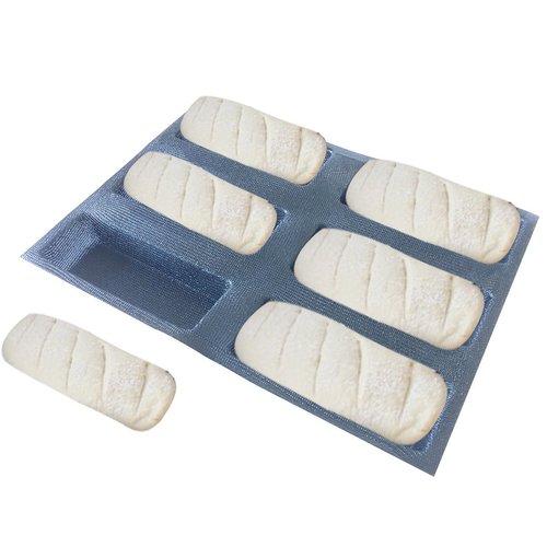 Bluedrop Silicone Bread Forms Square Shape Bread Molds Non Stick Bakery Trays Silicone Coated Fiber Glass 6 Caves Rectangle Moulds