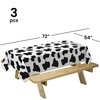 Cow Print Tablecloth (Pack of 3) 54 x 72 Inch Tablecloths for Farm Animal Themed Parties, Birthday Party Supplies and Picnic Table Covers, (Black and White)