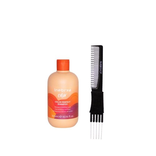kuss Inebrya Color Perfect Shampoo (10.14 oz) with Teasing Comb Pack of 1